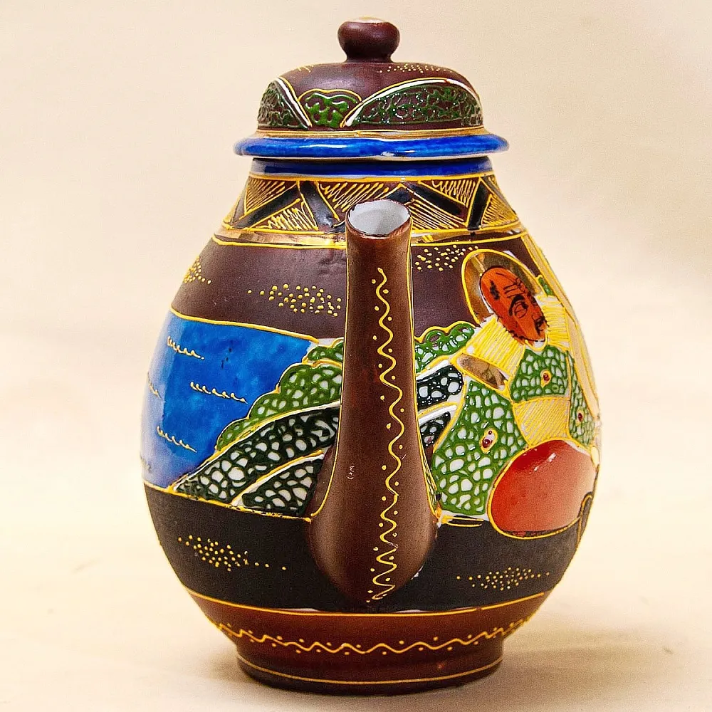 Антикварный Чайный фарфоровый сервиз в стиле Satsuma, Япония, FUTAJI, первая половина ХХ века.