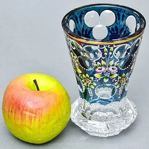 Редкая!!! Коллекционная Ваза - Карандашница, Цветочная Эмалевая роспись, Хрусталь Witti,  Германия 60-е гг.