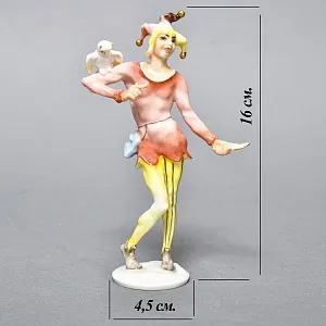 Авторская Фарфоровая Статуэтка «Шут с Совой и Зеркалом», Hutschenreuther Германия.