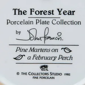 Коллекционная Тарелка «Лесной Год, ФЕВРАЛЬ. Куницы» Фарфор, Англия -1982 год.