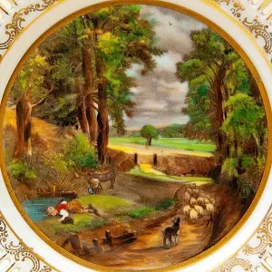 Коллекционная Фарфоровая Тарелка «Пейзаж. Пастушок», Германия 80-е годы ХХ века.