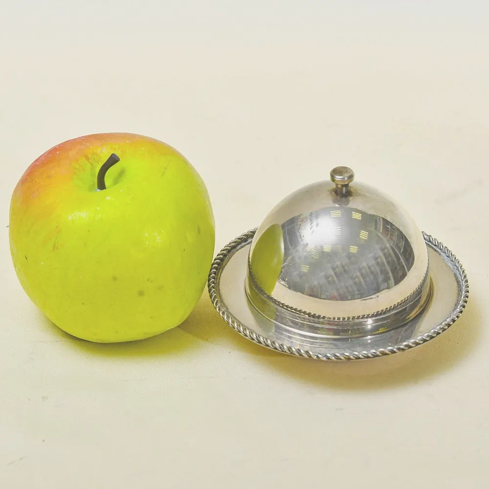 Металлическая Икорница - Соусница - Джемница с хрустальным вкладышем, Silverplate, SHEFFIELD Англия -60 -е гг.