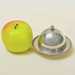 Металлическая Икорница - Соусница - Джемница с хрустальным вкладышем, Silverplate, SHEFFIELD Англия -60 -е гг.