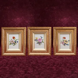 Коллекционный Набор из Трех Фарфоровых Плакеток - Картин - Панно «Летние Цветы», Lindner Германия.
