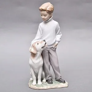 Коллекционная Фарфоровая статуэтка «Мальчик с собакой», Lladro / Лядро Испания.