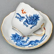 Коллекционная Кофейная пара «Голубой Дракон», Фарфор, MEISSEN Германия, первая половина ХХ века. 