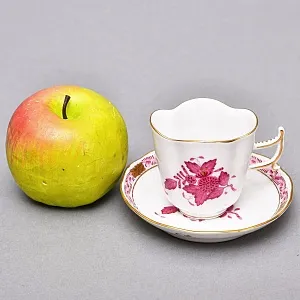 Коллекционная Фарфоровая Кофейная пара «APPONYI PURPUR», HEREND Венгрия.