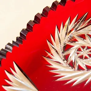 Сервировочное Блюдо - Фруктовница Красного Хрусталя GUTEZEICHEN Германия D-29 см., конец 60-х гг.