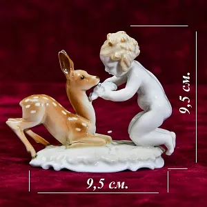 Фарфоровая статуэтка «Путти и олененок», Hutschenreuther, Германия - 1955 год..