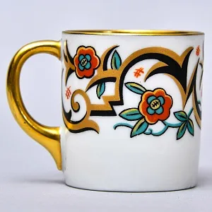 Антикварная Кофейная пара «Узор с Розами», Фарфор Hutschenreuther Германия, 1925 - 1939 годы.