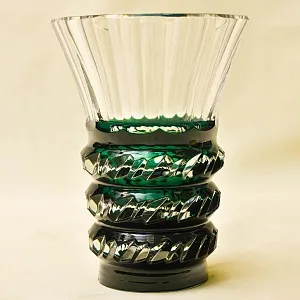 Винтажная Хрустальная Ваза зелёного цвета, VAL SAINT LAMBERT, Бельгия.