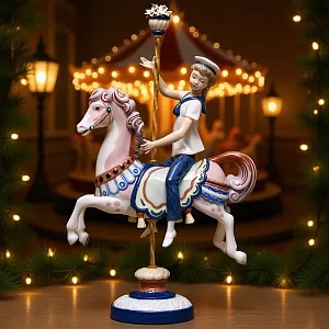 Коллекционная Фарфоровая статуэтка «Мальчик в матроске на карусельной лошадке», Lladro Испания. 