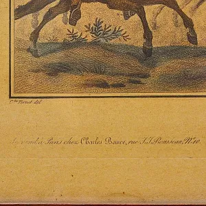 Старинная Картина - Цветная Литография «Скачки», Carle Vernet Франция.