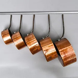 Винтажный Набор из 5-ти Медных Ковшиков разных размеров Франция, 70-е годы ХХ века!