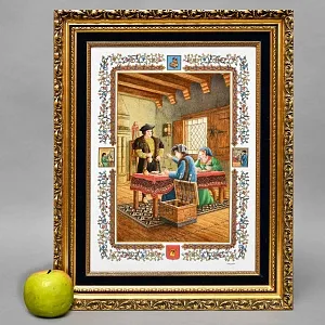 Редкость! Фарфоровая Картина - Пласт «МЕНЯЛА-МОНЕТЧИК», DÉCORS DE PARIS Франция.