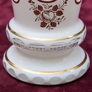 Винтажная Стеклянная Ваза - Кубок «Золотые Розы»  LAUSITZER GLASWERKE Германия - 50-70е гг.