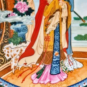 Коллекционная Номерная Тарелка «Китайская красавица и служанка» Фарфор, Китай -1986 год. 