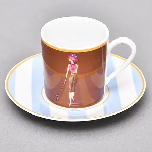 Набор из 4-х Кофейных пар «За покупками - Shopping», Limoges Medard de Noblat Франция, конец ХХ века.