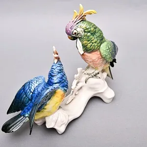 Коллекционная Фарфоровая статуэтка «Два Попугая - Какаду», Karl Ens Германия, 50-е гг ХХ века.