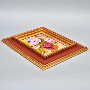 Авторская Эмаль - Картина - Натюрморт «Розовый Букет», Металл, Эмаль Германия -1983 год.