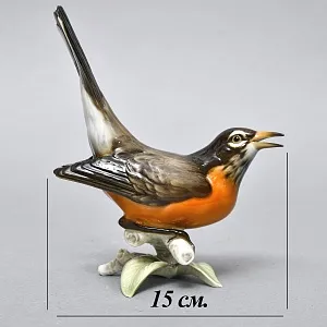 Коллекционная Фарфоровая статуэтка «Птица - Американский дрозд», Hutschenreuther Германия. 
