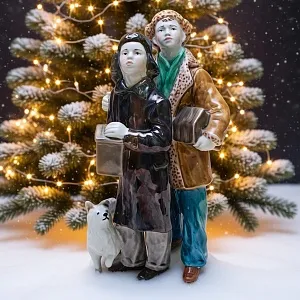 Большая Коллекционная статуэтка «Друзья птиц», Фаянс ЗиК Конаково, СССР - 1955 год.