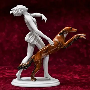 Редкость! Коллекционная Фарфоровая Статуэтка «Девушка и Собака», ROSENTHAL Германия -1944 год.