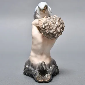 Коллекционная Фарфоровая статуэтка «Фавн с попугаем», Royal Copenhagen Дания, 50-е годы.