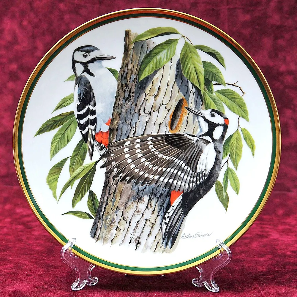 Коллекционная Тарелка - Блюдо «Большой Пестрый Дятел» Фарфор, Franklin Porcelain США -1980 год.
