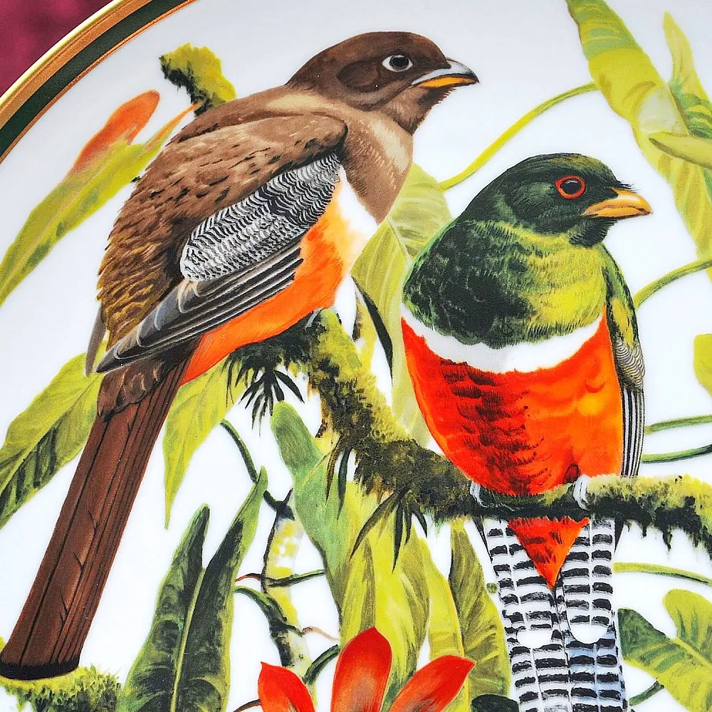 Коллекционная Тарелка - Блюдо «Ошейниковый Трогонт» Фарфор, Franklin Porcelain США -1980 год.