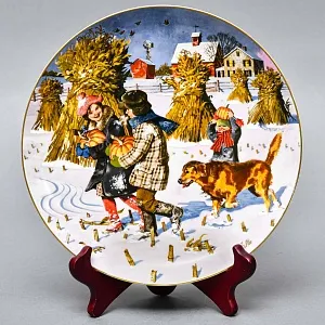 Коллекционная Фарфоровая тарелка - блюдо «Дети с тыквой», Rosenthal Германия - 1977 год.