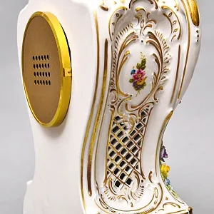 Большие Каминные Механические Фарфоровые Часы с боем «Букет из Роз», Franz Hermle & Sohn Германия 50 гг.