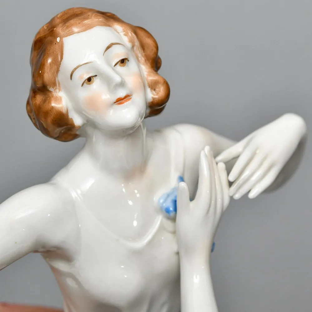 Антикварная Фарфоровая статуэтка Арт Деко «Танцующие девушки», VOLKSTEDT Германия, 30- гг.