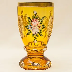 Коллекционная Ваза - Кубок, Цветочная Эмалевая роспись, Хрусталь Ernst Wittig, Германия 50-е годы ХХ века.