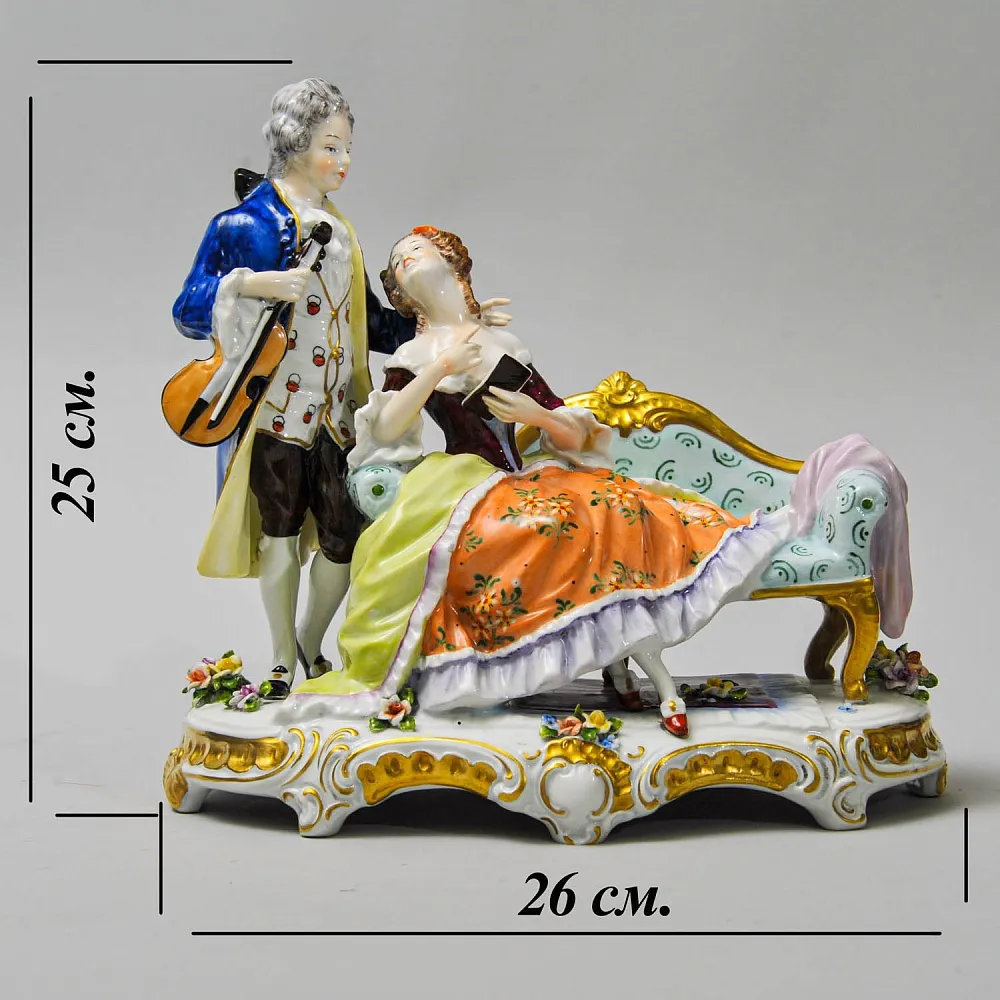 Коллекционная Фарфоровая Статуэтка «Музыкальный Дуэт», Unterweissbach 1958 - 1976 годы.