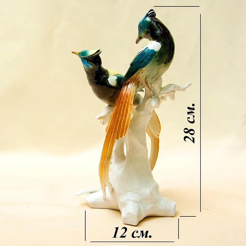 Пара Птиц - Фарфоровая Статуэтка «Райские птицы», Карл Энс / Karl Ens, Германия 50гг.