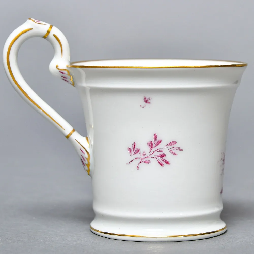 Фарфоровая Кофейная пара + тарелка «Пейзаж у реки», Hochst Германия, середина XX века.