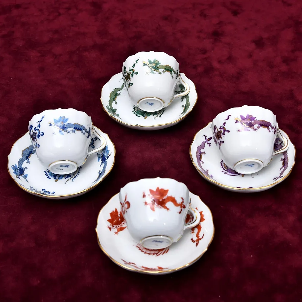 Классическая Фарфоровая Кофейная пара «Синий Дракон», MEISSEN Германия, первая половина ХХ века.