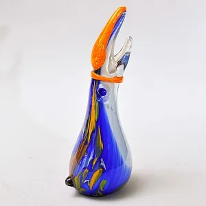 Авторская Коллекционная Стеклянная Статуэтка - Ваза «Тукан», Цветное стекло, Россия.