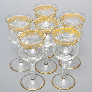 Хрустальные Фужеры - Бокалы для вина серия «Gold Laura», JOSEPHINENHUTTE, Германия -50 гг.
