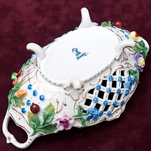 Фарфоровая Сухарница - Корзинка для выпечки - Вазочка - Конфетница «Цветение Лета» SP Dresden Германия