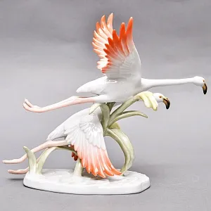 Редкая! Коллекционная статуэтка «Птицы. Два Фламинго в полете», Фарфор ROSENTHAL Германия, 1974 - 1982 годы. 