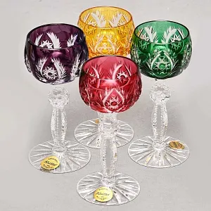 Редкость! Хрустальные Рюмки 4-е штуки серия «FLIRT», Knittel FAKIRIS Германия, 60 -е годы ХХ века.