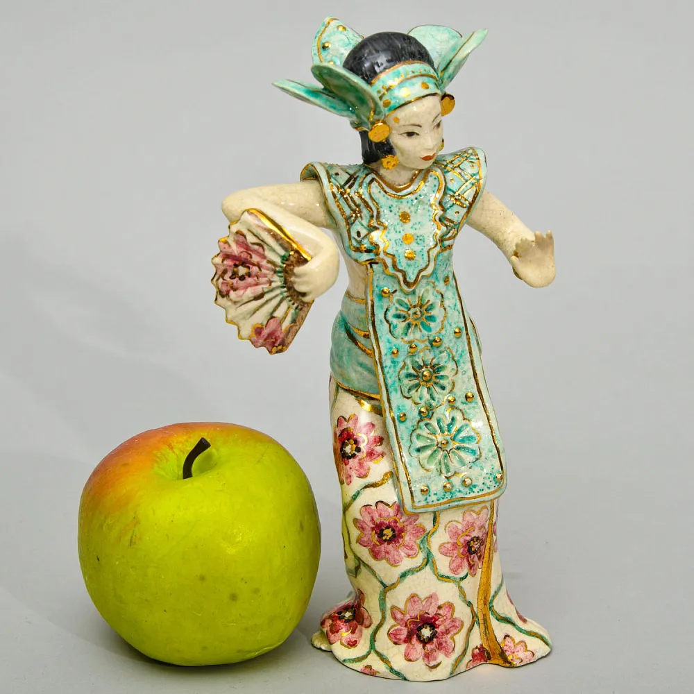 Коллекционная Фаянсовая статуэтка "Балийский танец", Poterie D'Art de Lausanne Швейцария - вторая половина ХХ века.