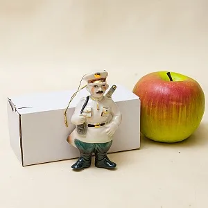 Новогодние Фарфоровые Ёлочные игрушки - «Милиционер» - Стилизация «Мы родом из СССР».