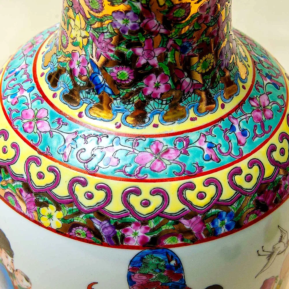 Винтажная Фарфоровая Ваза «КИТАЙСКИЕ МУДРЕЦЫ», Н -36см, Старый Китай -70-е годы ХХ века.