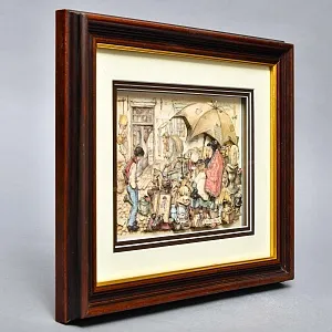 Объемная Картина - Панно в технике 3D декупаж «Лавка старьевщика», 70-е годы ХХ века.