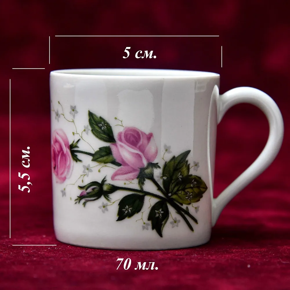 Коллекционная Кофейная Пара «Розовый куст», фарфор Porcelains Champs-Elysees Limoges, Франция.