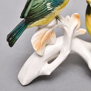 Пара Птиц - Фарфоровая Статуэтка «Синички на ветке», Карл Энс / Karl Ens, Германия 50 гг.