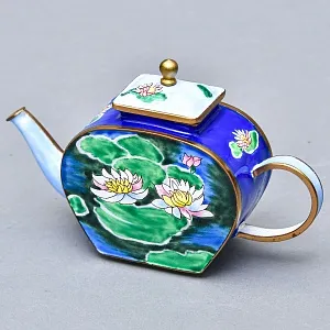 Декоративный Коллекционный Медный чайник «ВОДНЫЕ ЛИЛИИ», Goebel Германия, конец ХХ века.